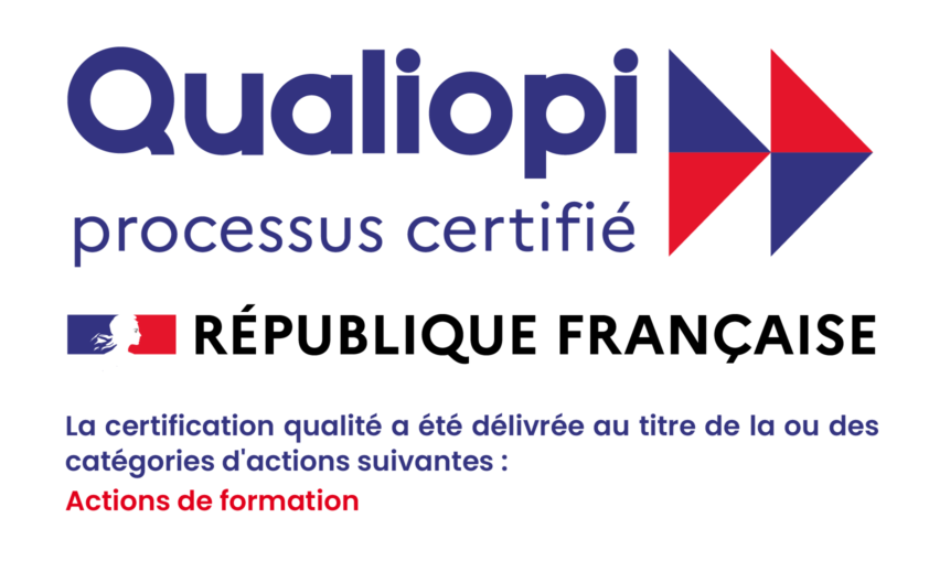 Qualiopi, processus certifié, République française : la certification qualité a été délivrée au titre de la catégorie Actions de formation.